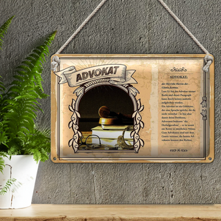 Blechschild Berufe 30x20cm Advokat immer Recht Justitia
