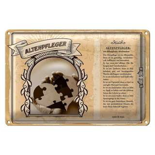 Blechschild Berufe 30x20cm Altenpfleger geduldig hilfsbereit Shild