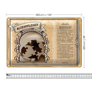 Blechschild Berufe 30x20cm Altenpfleger geduldig hilfsbereit Shild