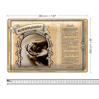 Blechschild Berufe 30x20cm Altenpflegerin lebensfrohe Talent Shild