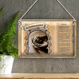 Blechschild Berufe 30x20cm Altenpflegerin lebensfrohe Talent Shild