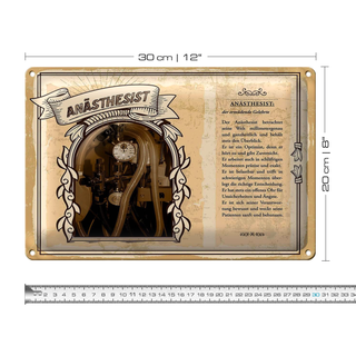 Blechschild Berufe 30x20cm Anästhesist Optimist ganzheitlich