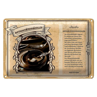 Blechschild Berufe 30x20cm Antiquitätenhändler Detail Schätze
