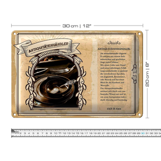 Blechschild Berufe 30x20cm Antiquitätenhändler Detail Schätze