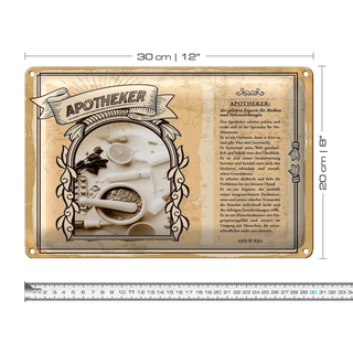 Blechschild Berufe 30x20cm Apotheker Risiken Nebenwirkungen