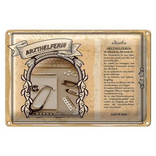 Blechschild Berufe 30x20cm Arzthelferin Optimistin belastbar