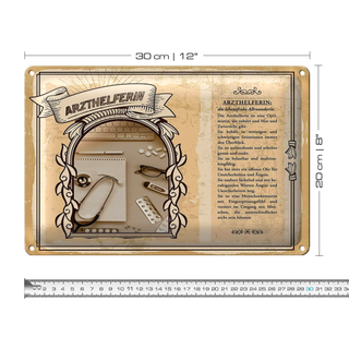 Blechschild Berufe 30x20cm Arzthelferin Optimistin belastbar