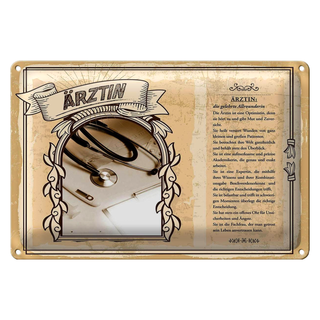 Blechschild Berufe 30x20cm Ärztin Expertin Mut Zuversicht