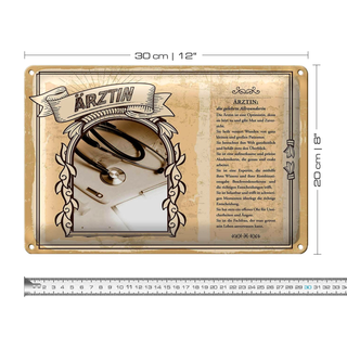 Blechschild Berufe 30x20cm Ärztin Expertin Mut Zuversicht