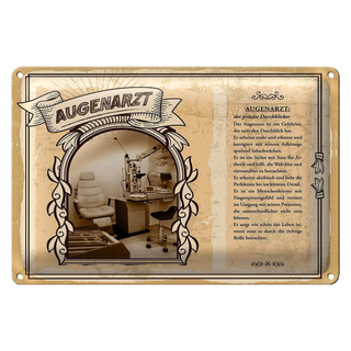 Blechschild Berufe 30x20cm Augenarzt exakte Adlerauge Detail