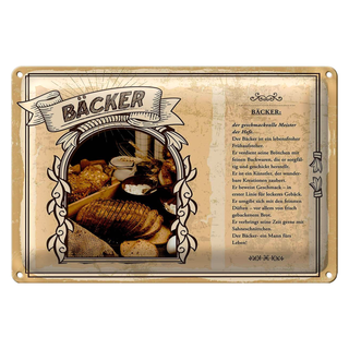 Blechschild Berufe 30x20cm Bäcker geschmackvolle Meister Hefe