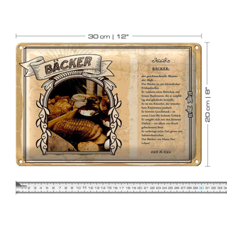 Blechschild Berufe 30x20cm Bäcker geschmackvolle Meister Hefe