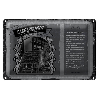 Blechschild Berufe 30x20cm Baggerfahrer Staub Lärm baggert