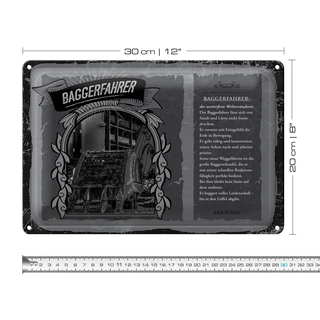 Blechschild Berufe 30x20cm Baggerfahrer Staub Lärm baggert