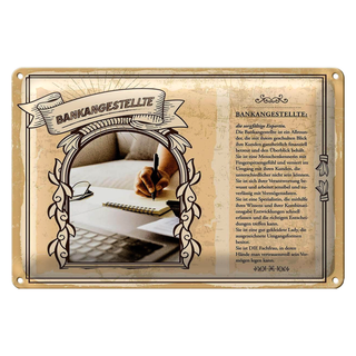Blechschild Berufe 30x20cm Bankangestellte Konten Überblick