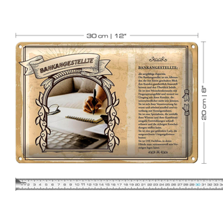 Blechschild Berufe 30x20cm Bankangestellte Konten Überblick