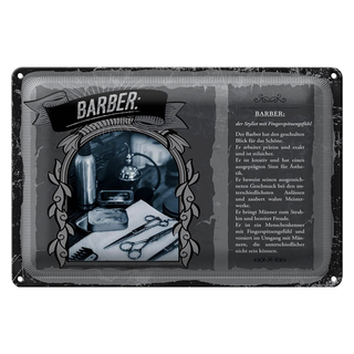 Blechschild Berufe 30x20cm Barber Stylist kreativ Geschmack