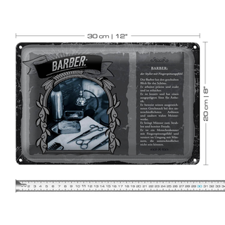 Blechschild Berufe 30x20cm Barber Stylist kreativ Geschmack