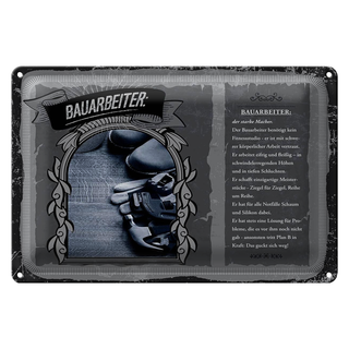 Blechschild Berufe 30x20cm Bauarbeiter starker Macher eifrig