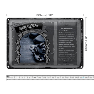 Blechschild Berufe 30x20cm Bauarbeiter starker Macher eifrig