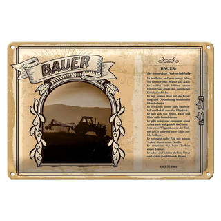 Blechschild Berufe 30x20cm Bauer wetterfest Traktorliebhaber