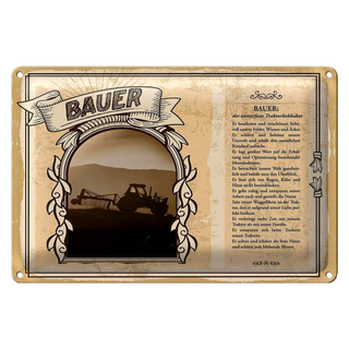 Blechschild Berufe 30x20cm Bauer wetterfest Traktorliebhaber