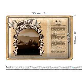 Blechschild Berufe 30x20cm Bauer wetterfest Traktorliebhaber