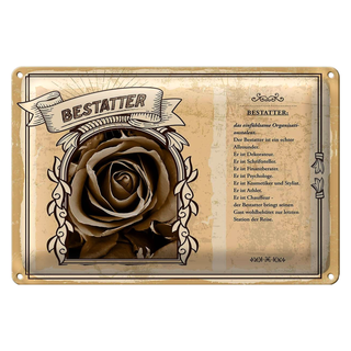 Blechschild Berufe 30x20cm Bestatterrateur Kosmetiker