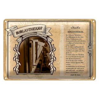Blechschild Berufe 30x20cm Bibliothekar Verwalter Bücher