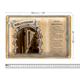 Blechschild Berufe 30x20cm Bibliothekar Verwalter Bücher