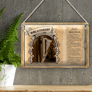 Blechschild Berufe 30x20cm Bibliothekar Verwalter Bücher