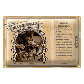 Blechschild Berufe 30x20cm Blumenfrau präzise kombiniert