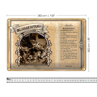 Blechschild Berufe 30x20cm Blumenfrau präzise kombiniert