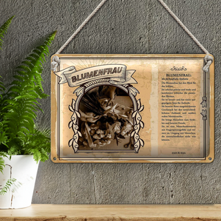 Blechschild Berufe 30x20cm Blumenfrau präzise kombiniert