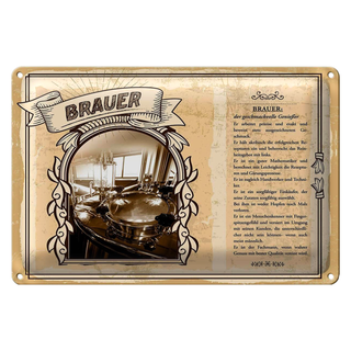 Blechschild Berufe 30x20cm Brauer geschmackvoller Genießer