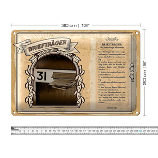 Blechschild Berufe 30x20cm Briefträger zuverlässig Allrounder