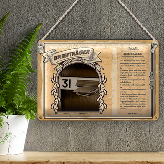 Blechschild Berufe 30x20cm Briefträger zuverlässig Allrounder