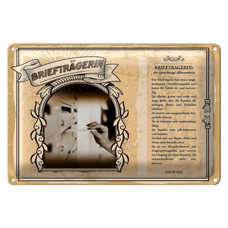 Blechschild Berufe 30x20cm Briefträgerin zuverlässig genau