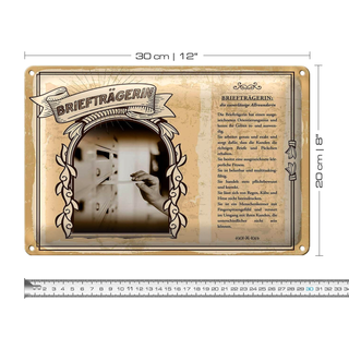 Blechschild Berufe 30x20cm Briefträgerin zuverlässig genau