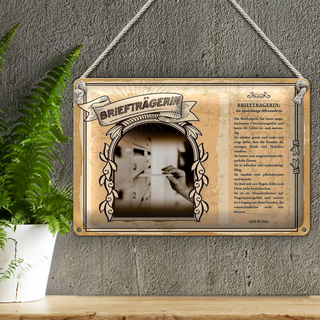 Blechschild Berufe 30x20cm Briefträgerin zuverlässig genau