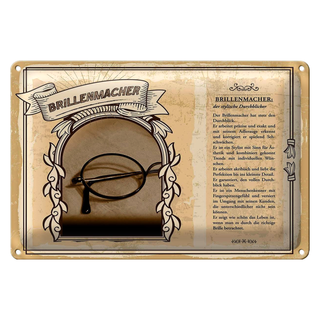 Blechschild Berufe 30x20cm Brillenmacher stylische Durchblick