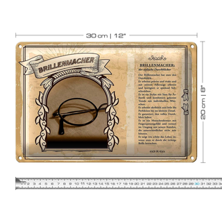 Blechschild Berufe 30x20cm Brillenmacher stylische Durchblick