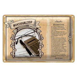 Blechschild Berufe 30x20cm Buchhalter Zahlenfuchs Kunden