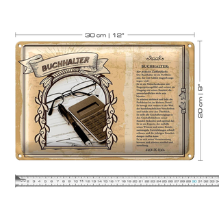 Blechschild Berufe 30x20cm Buchhalter Zahlenfuchs Kunden