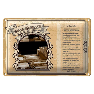 Blechschild Berufe 30x20cm Buchhändler Bücher Aufapfel Trends