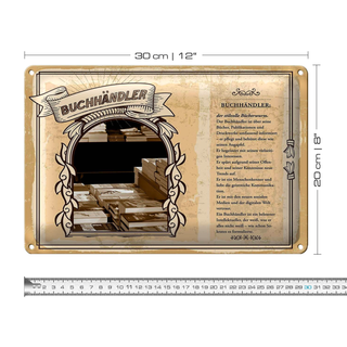Blechschild Berufe 30x20cm Buchhändler Bücher Aufapfel Trends