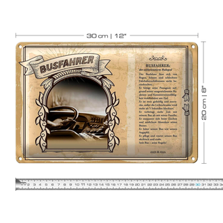 Blechschild Berufe 30x20cm Busfahrer zielorientierter Ruhepol