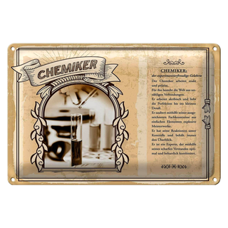 Blechschild Berufe 30x20cm Chemiker experimentiert Gelehrter