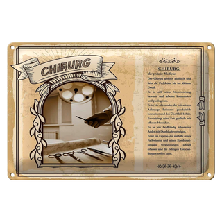 Blechschild Berufe 30x20cm Chirurg präzis Medicus Perfektion
