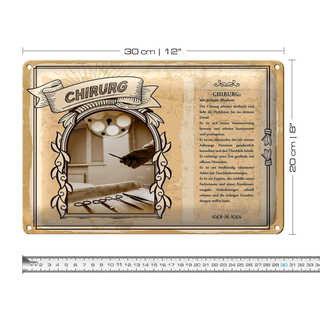 Blechschild Berufe 30x20cm Chirurg präzis Medicus Perfektion